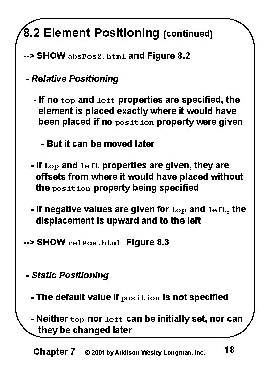 8. 2 Element Positioning (continued) --> SHOW abs. Pos 2. html and Figure 8.