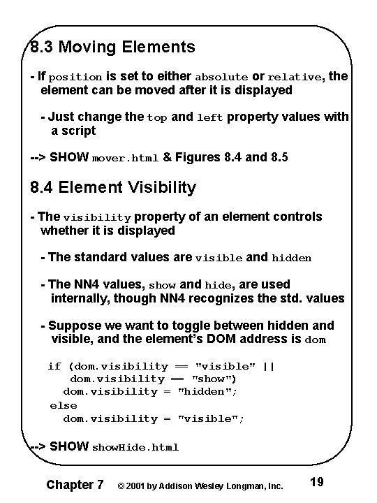 8. 3 Moving Elements - If position is set to either absolute or relative,