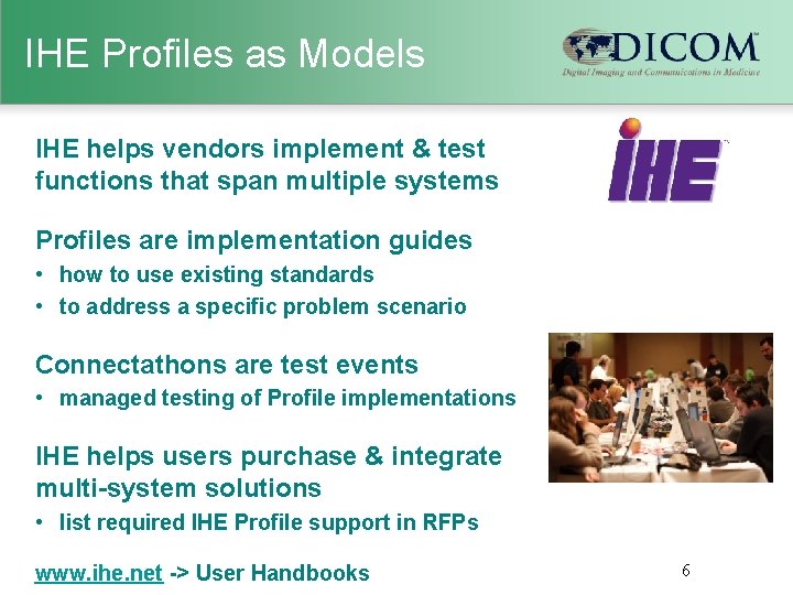 IHE Profiles as Models IHE helps vendors implement & test functions that span multiple