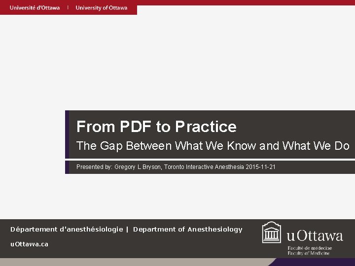 From PDF to Practice The Gap Between What We Know and What We Do