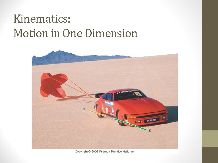 Kinematics: Motion in One Dimension Kinematics: Motion in One Dimension