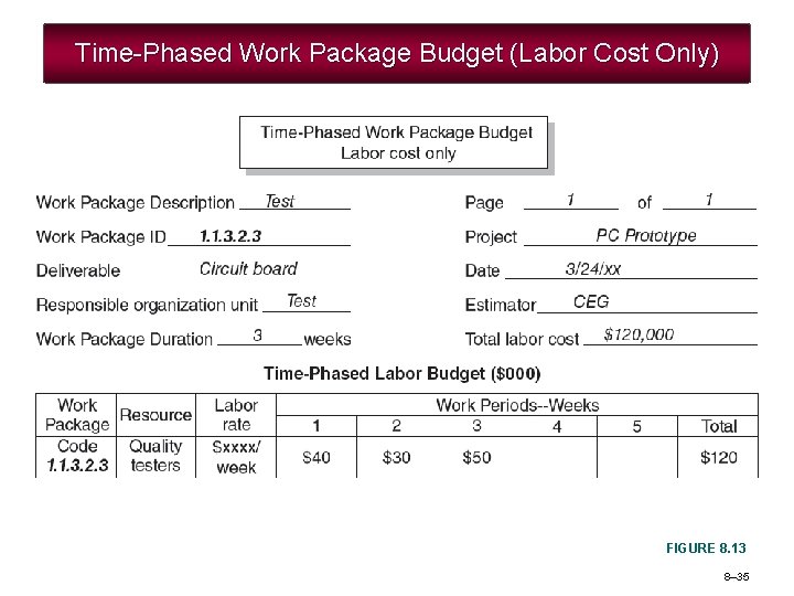 Time-Phased Work Package Budget (Labor Cost Only) FIGURE 8. 13 8– 35 