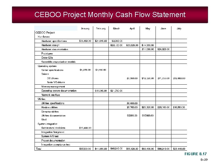 CEBOO Project Monthly Cash Flow Statement FIGURE 8. 17 8– 39 