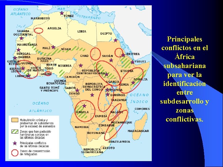 Principales conflictos en el África subsahariana para ver la identificación entre subdesarrollo y zonas