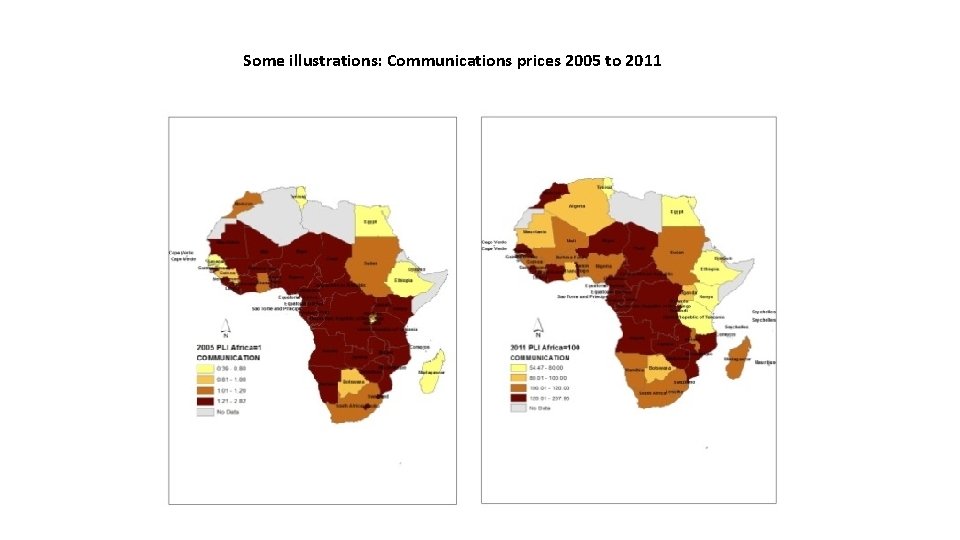 Some illustrations: Communications prices 2005 to 2011 