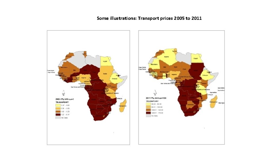 Some illustrations: Transport prices 2005 to 2011 