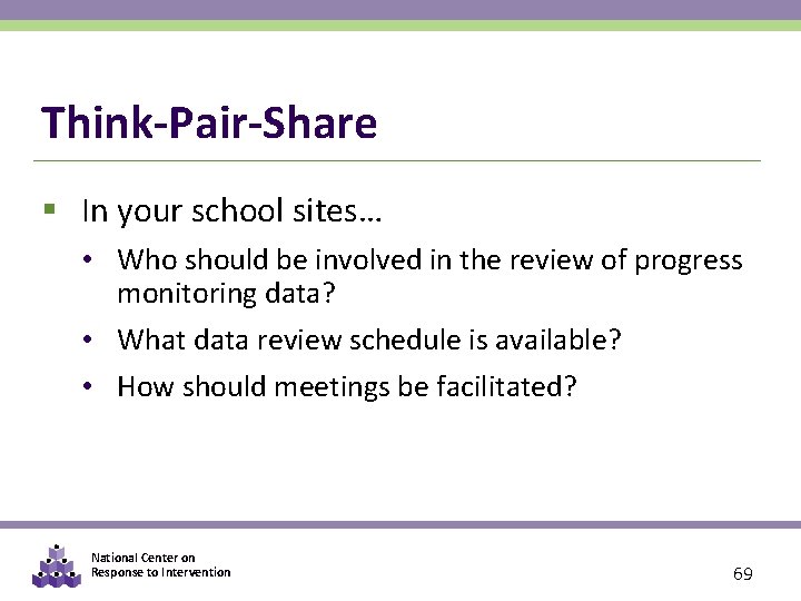 Think-Pair-Share § In your school sites… • Who should be involved in the review