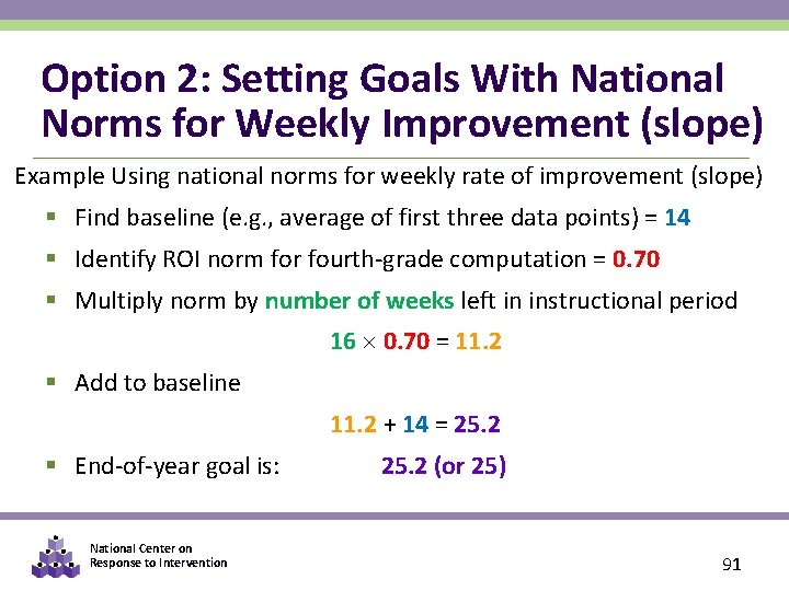 Option 2: Setting Goals With National Norms for Weekly Improvement (slope) Example Using national