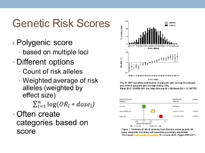 Genetic Risk Scores • The 31 -SNP risk allele distribution in patients with venous