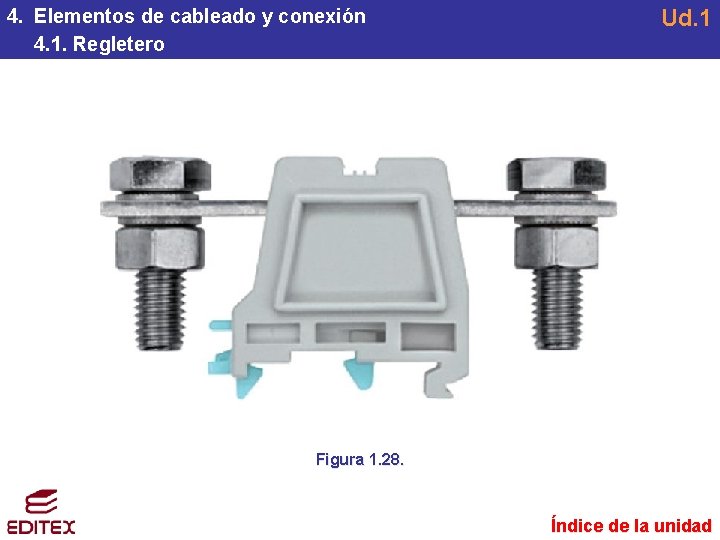 4. Elementos de cableado y conexión 4. 1. Regletero Ud. 1 Figura 1. 28. 4. Elementos de cableado y conexión 4. 1. Regletero Ud. 1 Figura 1. 28.
