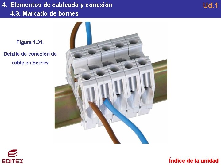 4. Elementos de cableado y conexión 4. 3. Marcado de bornes Ud. 1 Figura 4. Elementos de cableado y conexión 4. 3. Marcado de bornes Ud. 1 Figura