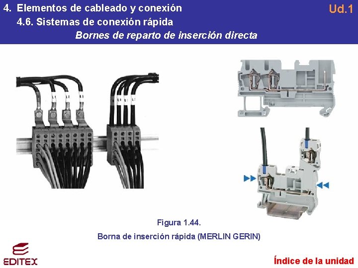 4. Elementos de cableado y conexión 4. 6. Sistemas de conexión rápida Bornes de 4. Elementos de cableado y conexión 4. 6. Sistemas de conexión rápida Bornes de