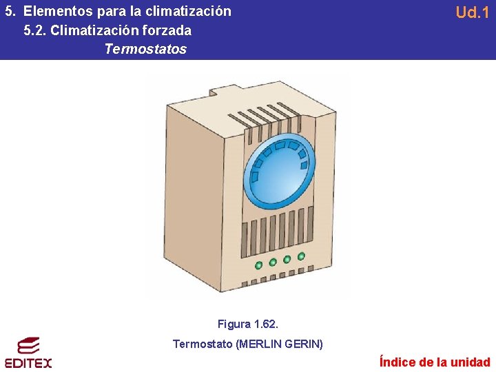 5. Elementos para la climatización 5. 2. Climatización forzada Termostatos Ud. 1 Figura 1. 5. Elementos para la climatización 5. 2. Climatización forzada Termostatos Ud. 1 Figura 1.