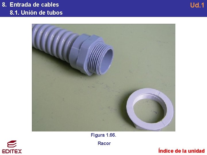 Ud. 1 8. Entrada de cables 8. 1. Unión de tubos Figura 1. 66. Ud. 1 8. Entrada de cables 8. 1. Unión de tubos Figura 1. 66.