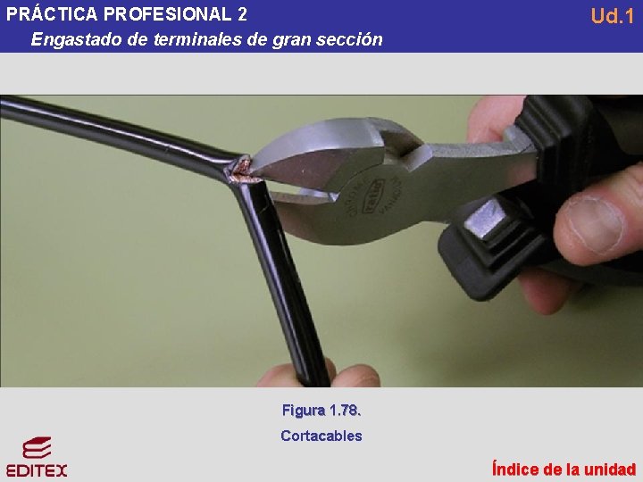 PRÁCTICA PROFESIONAL 2 Engastado de terminales de gran sección Ud. 1 Figura 1. 78. PRÁCTICA PROFESIONAL 2 Engastado de terminales de gran sección Ud. 1 Figura 1. 78.