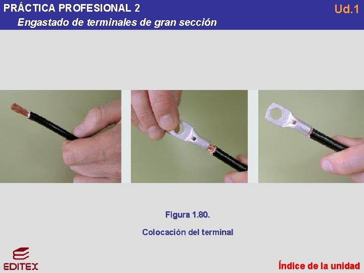 PRÁCTICA PROFESIONAL 2 Engastado de terminales de gran sección Ud. 1 Figura 1. 80. PRÁCTICA PROFESIONAL 2 Engastado de terminales de gran sección Ud. 1 Figura 1. 80.