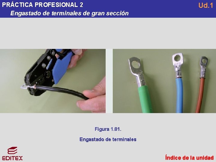 PRÁCTICA PROFESIONAL 2 Engastado de terminales de gran sección Ud. 1 Figura 1. 81. PRÁCTICA PROFESIONAL 2 Engastado de terminales de gran sección Ud. 1 Figura 1. 81.