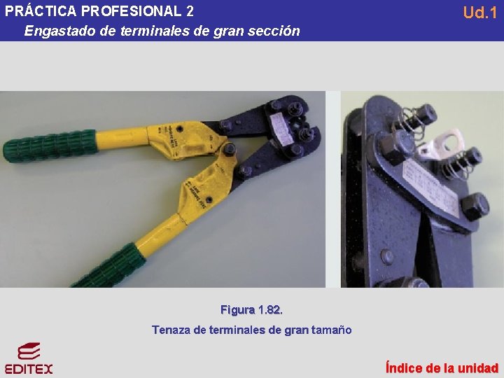 PRÁCTICA PROFESIONAL 2 Engastado de terminales de gran sección Ud. 1 Figura 1. 82. PRÁCTICA PROFESIONAL 2 Engastado de terminales de gran sección Ud. 1 Figura 1. 82.