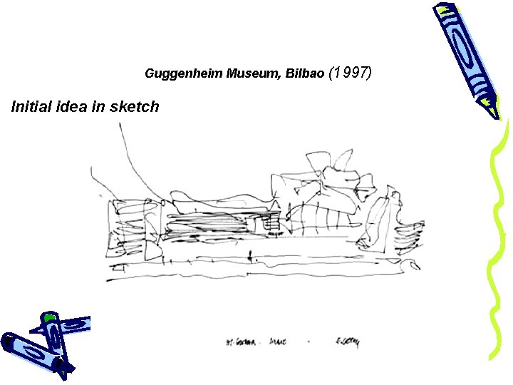 Guggenheim Museum, Bilbao (1997) Initial idea in sketch 