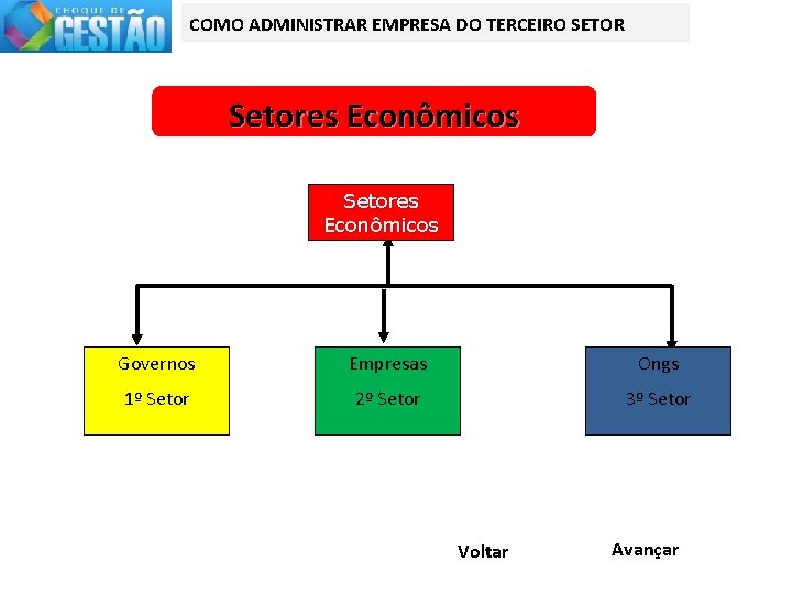 COMO ADMINISTRAR EMPRESA DO TERCEIRO SETOR Setores Econômicos Governos Empresas Ongs 1º Setor 2º