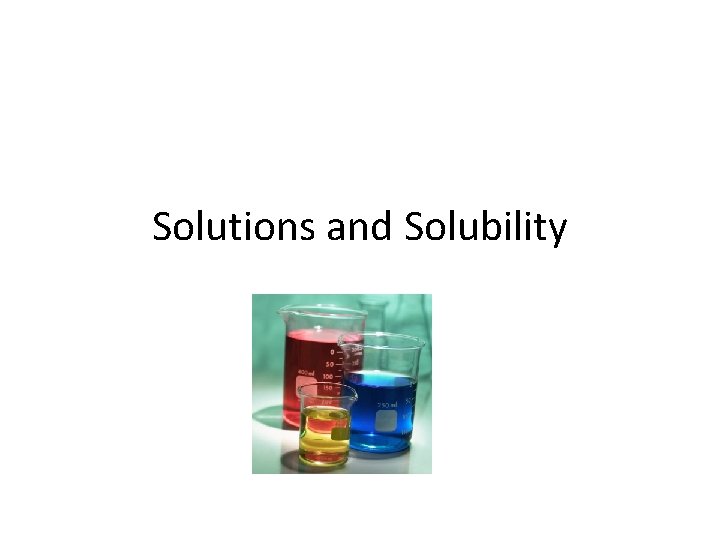 Solutions and Solubility 