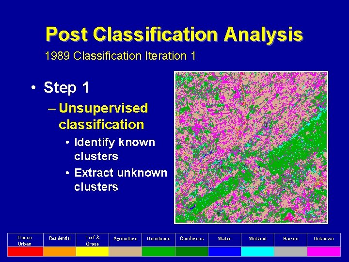 Post Classification Analysis 1989 Classification Iteration 1 • Step 1 – Unsupervised classification •
