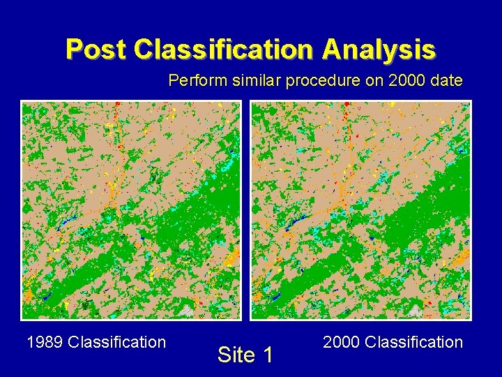 Post Classification Analysis Perform similar procedure on 2000 date 1989 Classification Site 1 2000