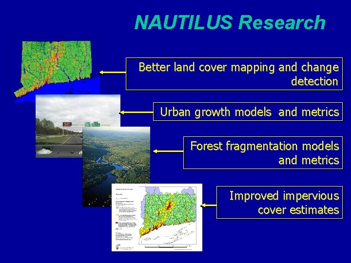 NAUTILUS Research Better land cover mapping and change detection Urban growth models and metrics