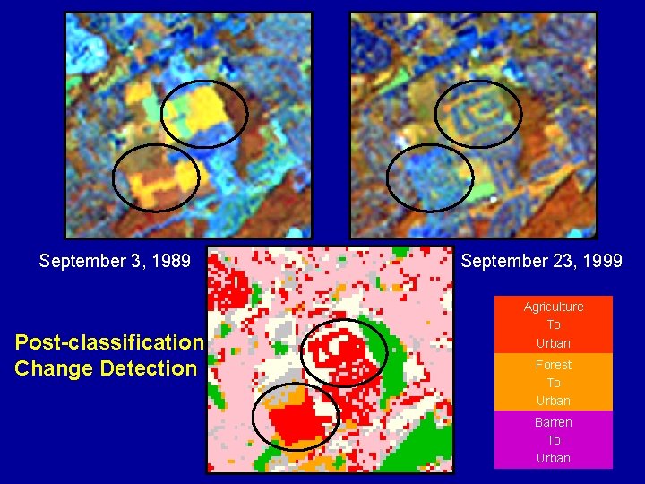 September 3, 1989 Post-classification Change Detection September 23, 1999 Agriculture To Urban Forest To