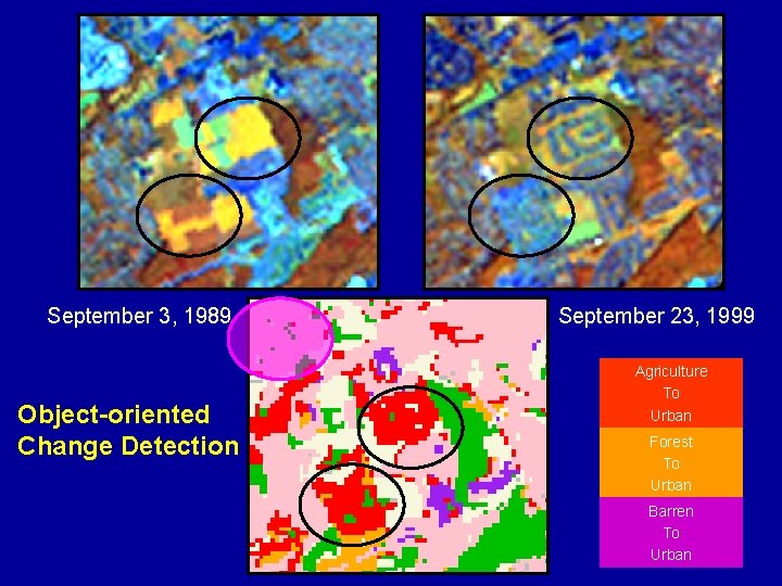 September 3, 1989 Object-oriented Change Detection September 23, 1999 Agriculture To Urban Forest To