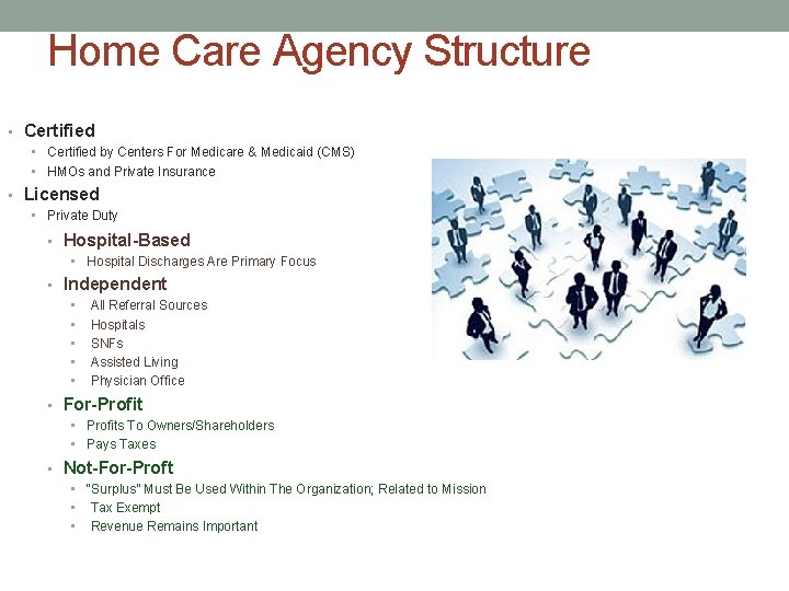 Home Care Agency Structure • Certified by Centers For Medicare & Medicaid (CMS) •