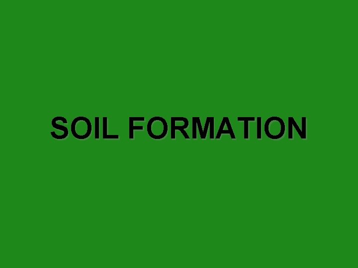 SOIL FORMATION 