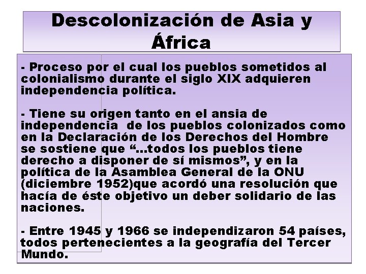 Descolonización de Asia y África - Proceso por el cual los pueblos sometidos al