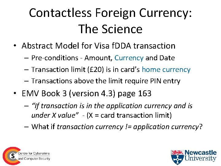 Contactless Foreign Currency: The Science • Abstract Model for Visa f. DDA transaction –