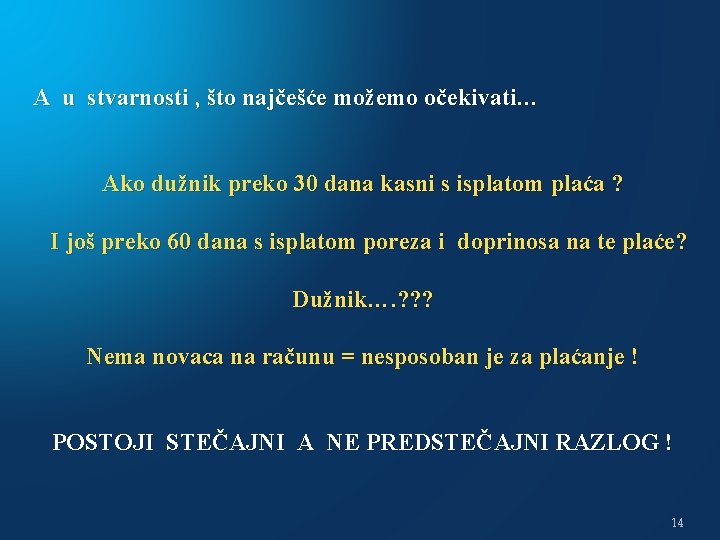 A u stvarnosti , što najčešće možemo očekivati… Ako dužnik preko 30 dana kasni