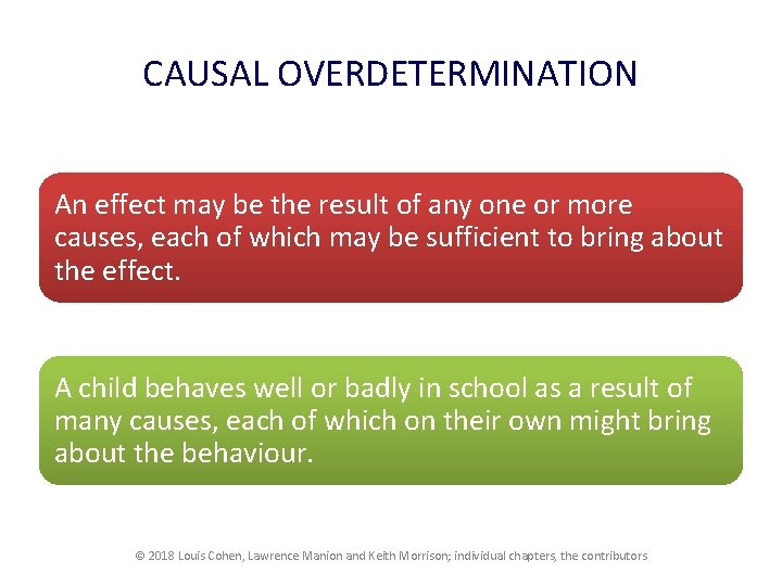 CAUSAL OVERDETERMINATION An effect may be the result of any one or more causes, CAUSAL OVERDETERMINATION An effect may be the result of any one or more causes,
