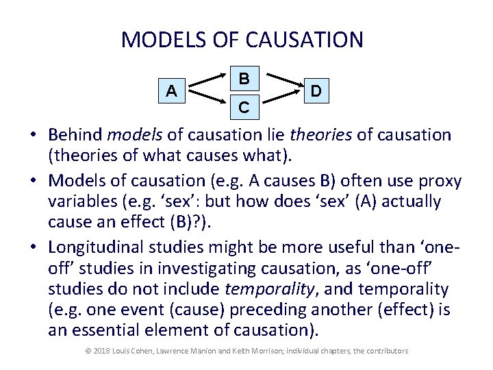 MODELS OF CAUSATION A B C D • Behind models of causation lie theories MODELS OF CAUSATION A B C D • Behind models of causation lie theories