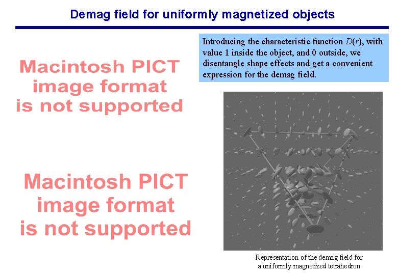 Demag field for uniformly magnetized objects Introducing the characteristic function D(r), with value 1