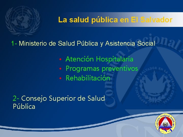 La salud pública en El Salvador 1 - Ministerio de Salud Pública y Asistencia