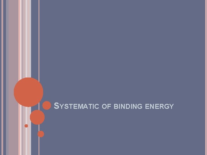 SYSTEMATIC OF BINDING ENERGY 