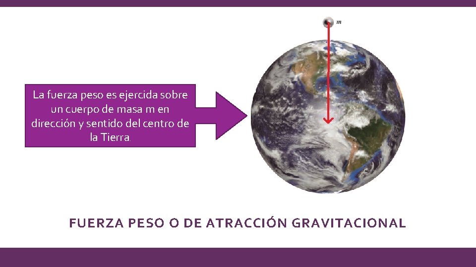 La fuerza peso es ejercida sobre un cuerpo de masa m en dirección y La fuerza peso es ejercida sobre un cuerpo de masa m en dirección y