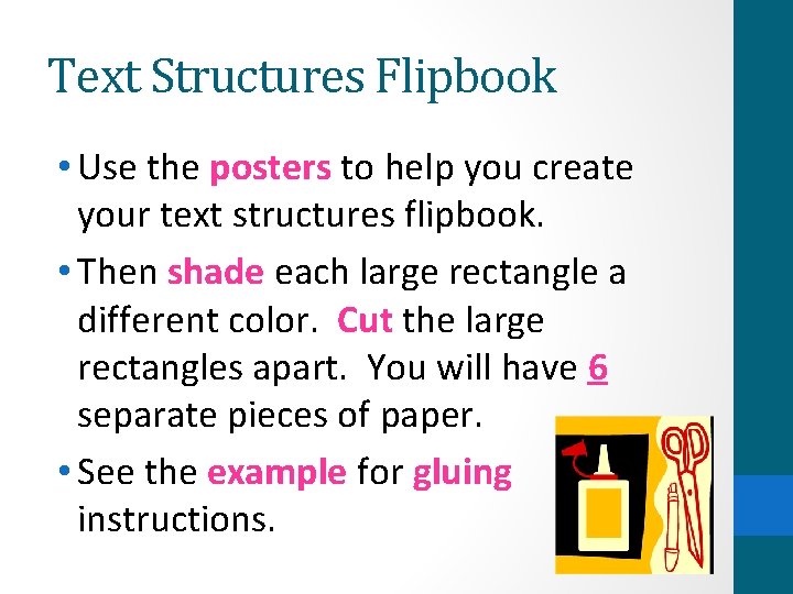 Text Structures Flipbook • Use the posters to help you create your text structures