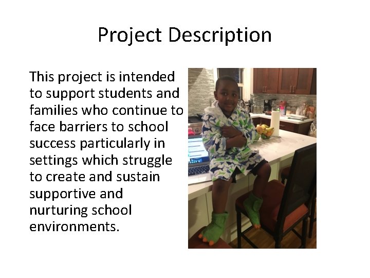 Project Description This project is intended to support students and families who continue to