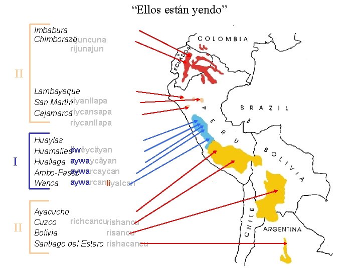 “Ellos están yendo” Imbabura Chimborazo rijuncuna rijunajun II Lambayeque San Martínriyanllapa Cajamarcariycansapa riycanllapa I