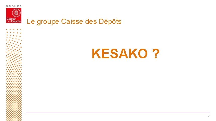 Le groupe Caisse des Dépôts KESAKO ? 2 