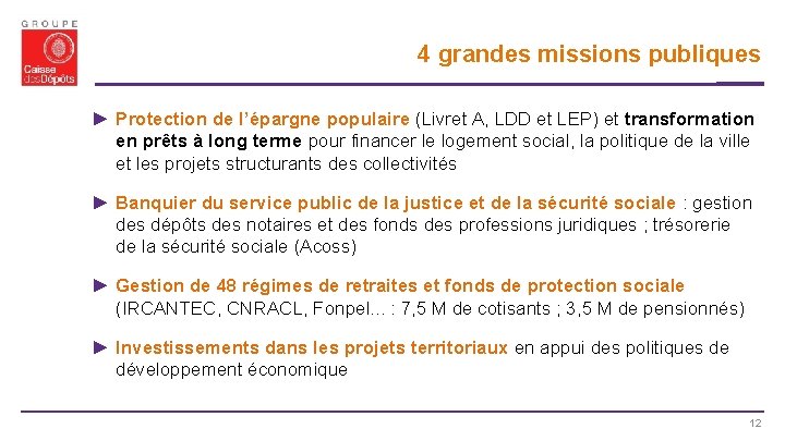 4 grandes missions publiques ► Protection de l’épargne populaire (Livret A, LDD et LEP)