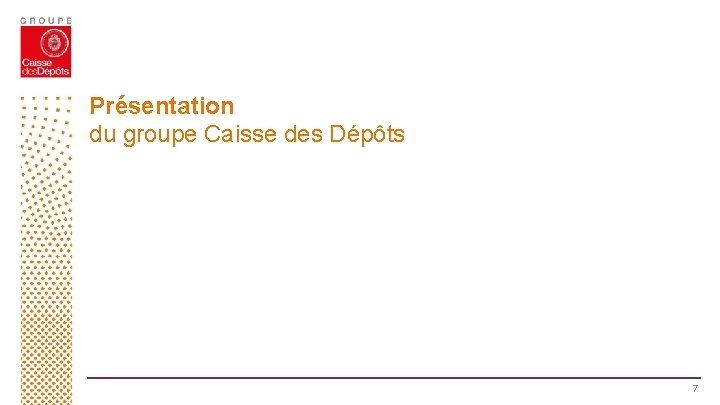 Présentation du groupe Caisse des Dépôts 7 