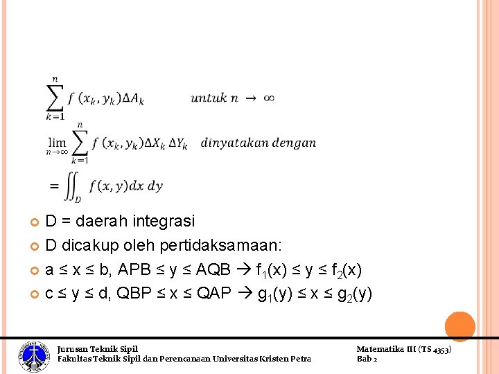 MATHEMATICS III TS 4353 CLASS B Integral Rangkap