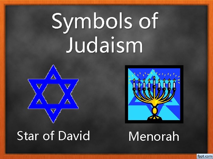 Symbols of Judaism Star of David Menorah 