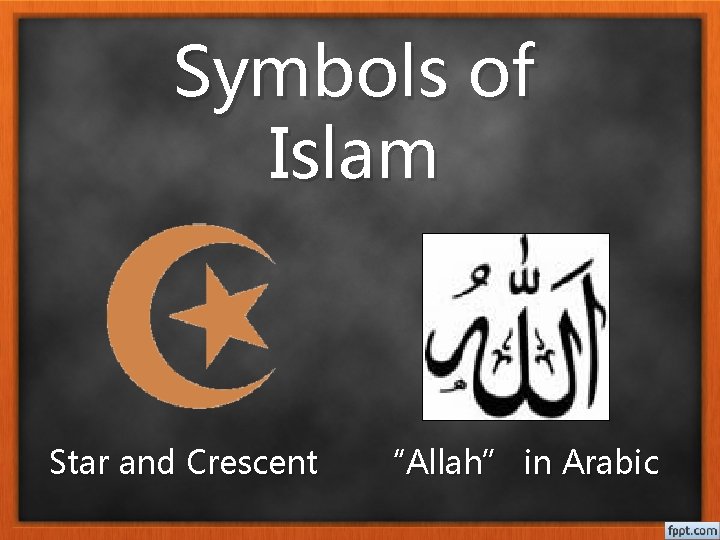 Symbols of Islam Star and Crescent “Allah” in Arabic 